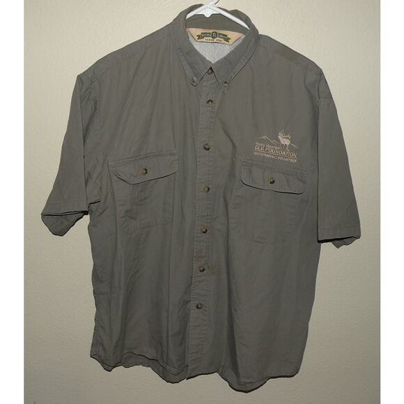 Bob Allen RMEF Men's Large SS Button Vented Hunting Fishing Shirt Gray - Picture 1 of 3
